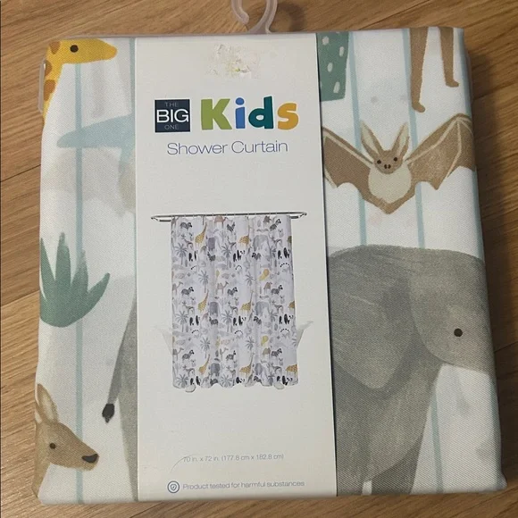 The Big One Kids Safari Animal Shower Curtain - Gray and Brown