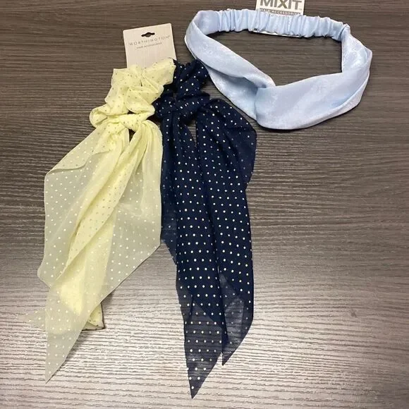 3 Pieces Hair Accessory Headband and Ponytail Scrunchie Scarfs