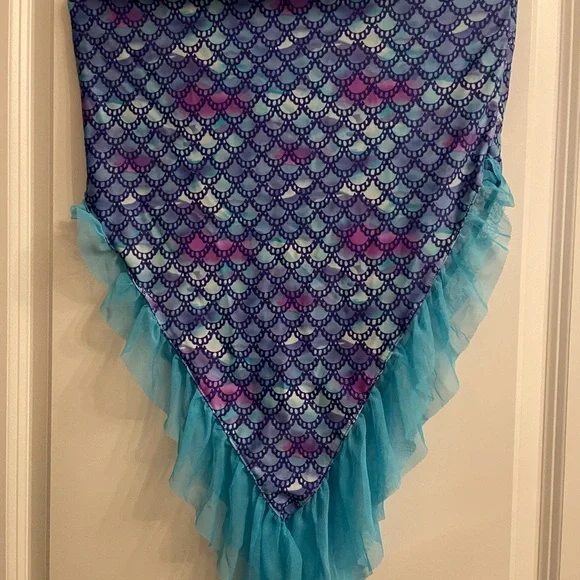 Blue and Purple Scallop Pattern mermaid skirt with Ruffle Trim