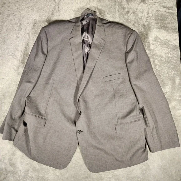 Ralph Lauren Suit Jacket Mens 58R Grey 100% Wool Natural Stretch Blazer