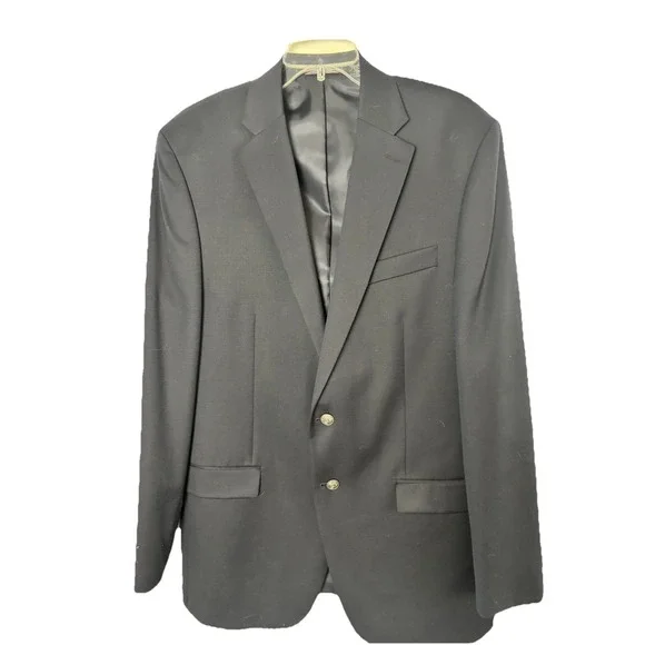 Michael‎ Kors Men's 42L Wool Two Silver Button Navy Blazer Sport Coat Jacket