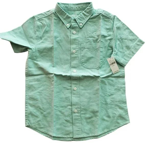 NEW Old Navy Boys Oxford Shirt Short‎ Sleeve Pocket Size Small Rainwater