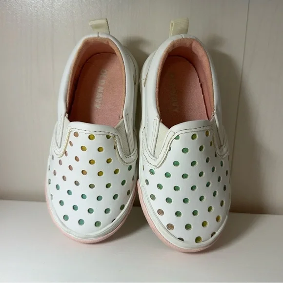 Old Navy Off White Slip On Canvas Polka dot Sneakers Size 5