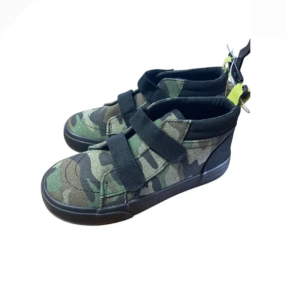 Old Navy Kids Camo High Top Sneakers Camouflage Hook Loop Size 11 NEW no-tie‎