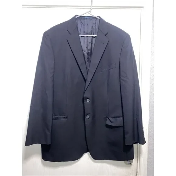 Men's Loro‎ Piana Black Super 120's Wool Sport Coat Blazer Jacket Sz 44L