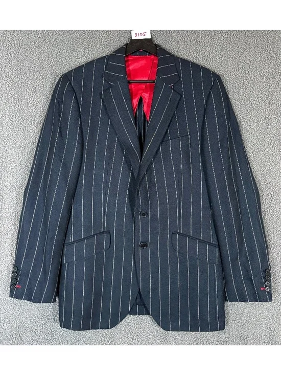 Charles Tyrwhitt Wool Linen Blend Pinstripe Sport Coat Blazer - Men's Size 40R