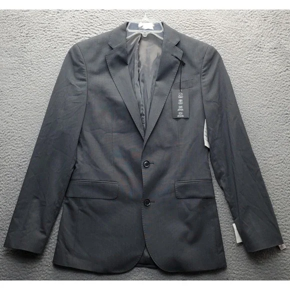 J.Ferrar Blazer Men 36 Gray Ultra Comfort Slim Wrinkle Recovery Double Vent Back