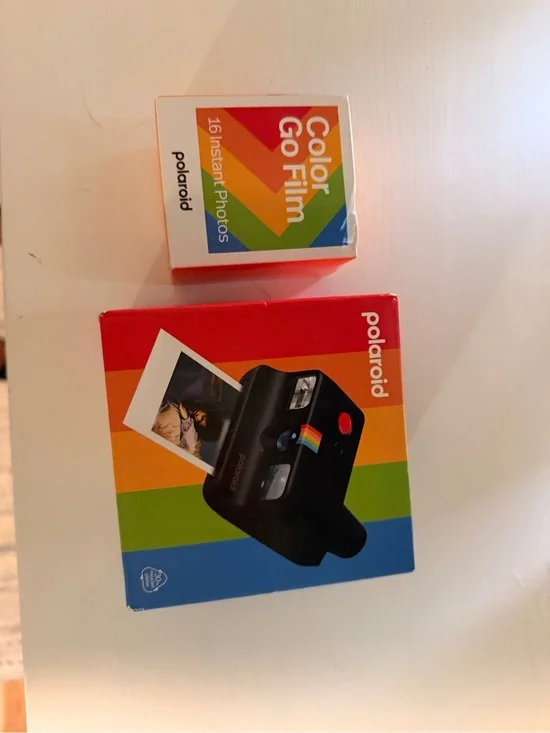 Polaroid Black Camera Box with Rainbow Stripe Packaging