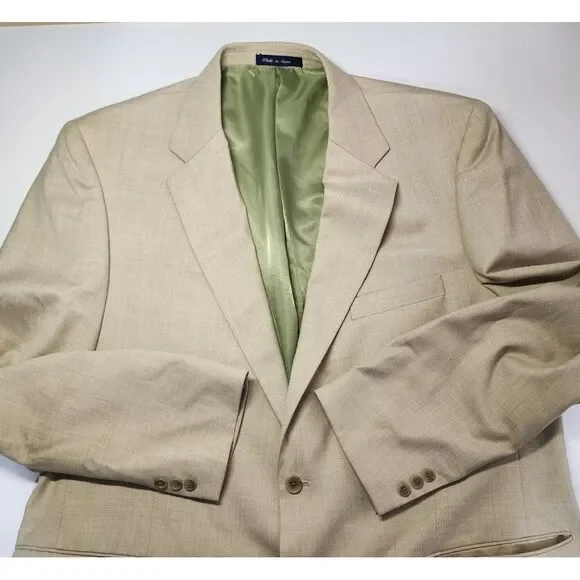 Alan Flusser Mens‎ Size 48L Beige/Tan Polyester/Viscose Blazer