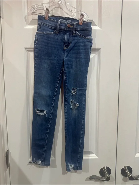 NWOT Old Navy Kids Dark Blue Distressed Skinny Jeans size 10
