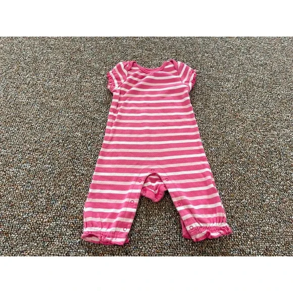 Old Navy Girls Pink & White Striped Romper 3-6M