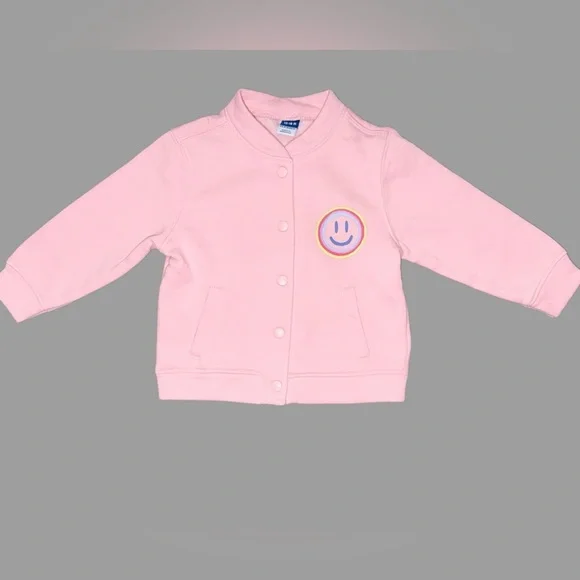 Old Navy Toddler Girl Bomber Sweatshirt Jacket | 12-18 Months | Pink | Like New