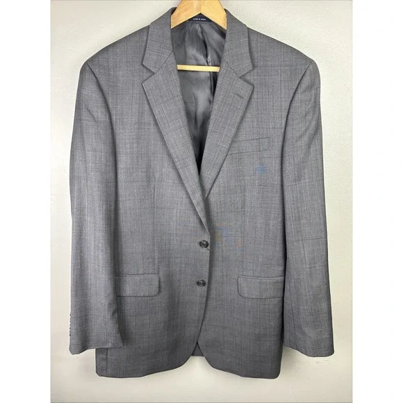 Ralph Lauren 42L Gray Windowpane Check Tweed sport coat Jacket blazer Preppy