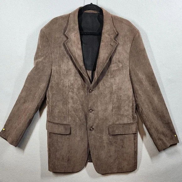 LaCrosse Blazer Mens 44L Brown Corduroy Sport Coat 3 Button Notch Lapel‎ Pockets