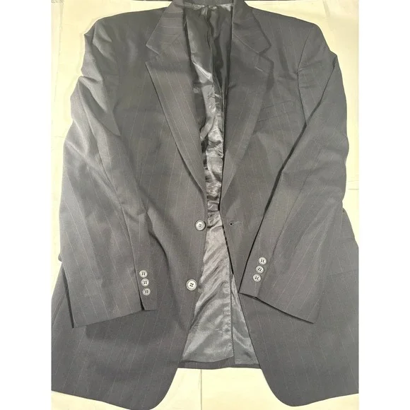 Brooks Brothers Pinstripe Black Wool Blazer Sport Coat Men's 44R 2 Button