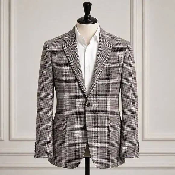 Peter Millar Tweed Houndstooth Wool Cashmere Blazer Sports Coat 46T Canada Union