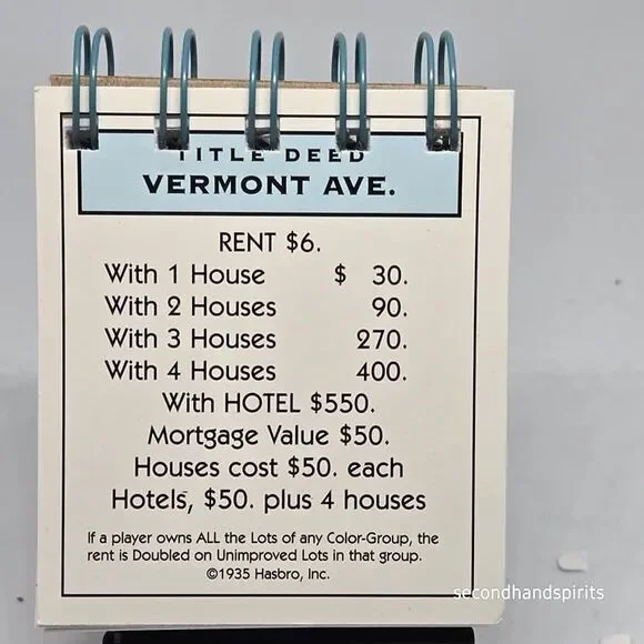 Hand-Assembled Monopoly-Themed Mini Journal - Vermont