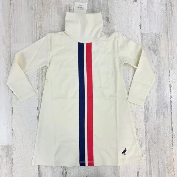 Beaufort Bonnet Company Tatum Turtleneck Dress White Blue Red Stripe Sz 4T NWT