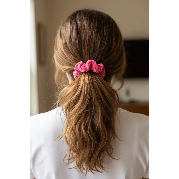 Handmade Crochet Velvet Scrunchies Set of 3 Multi-Color Hair Ties‎ NEW You Pick