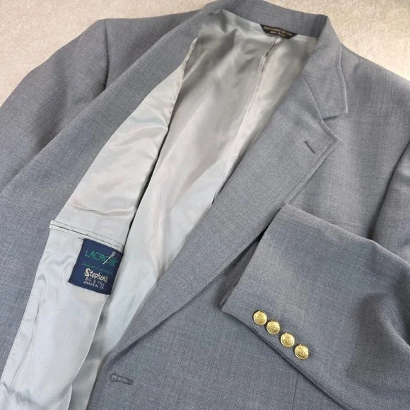 Lacrosse Tailored Expressly For Stephen's Blazer Mens 48L Gray Pockets USA Made