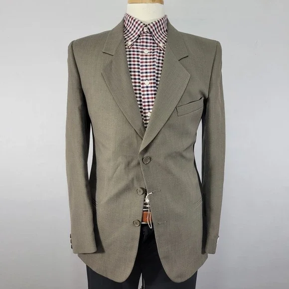 Perry Ellis Men's Sport‎ Coat Blazer Three Button Olive Beige Size about 38R