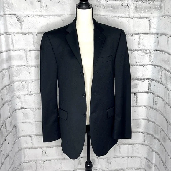 Burberry Men's Black Three-Button Wool Blazer