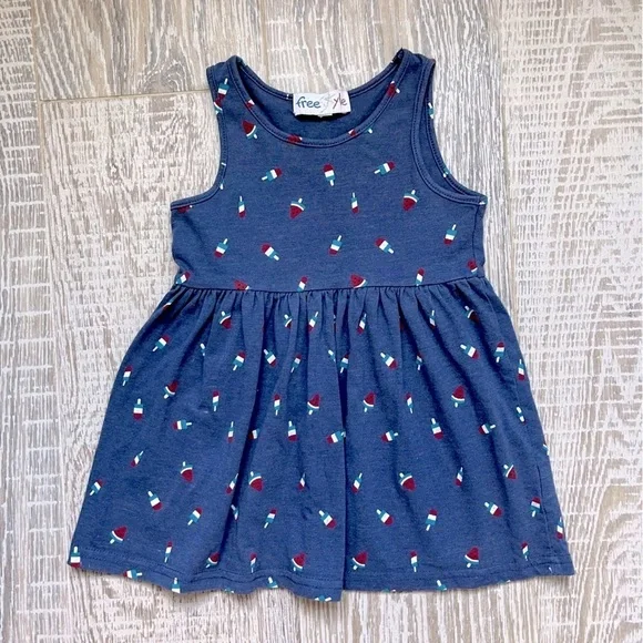 Freestyle Girls Watermelon Popsicle sleeveless Dress blue red