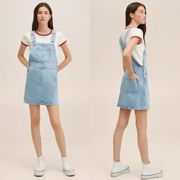 Mango Teen Girl Denim Overall Dress