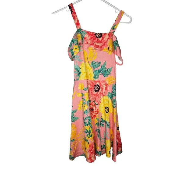 Girls Children's Place Floral Sundress Pink‎ Yellow Off Shoulder L 10/12