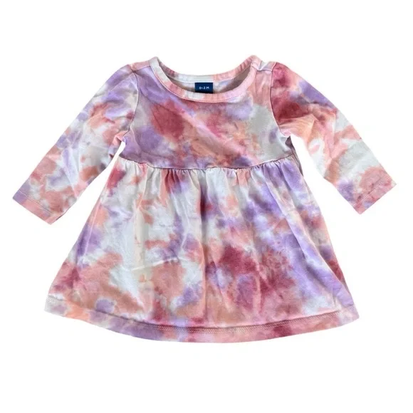 Old Navy Baby Girl Purple Tie-Dye Long-Sleeve Dress Spring dress Size 0-3 months