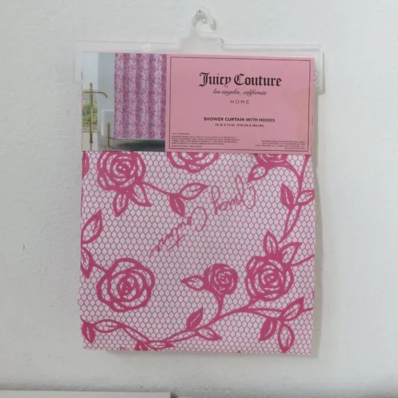 (#G-1) Juicy Couture Shower Curtain with Hooks