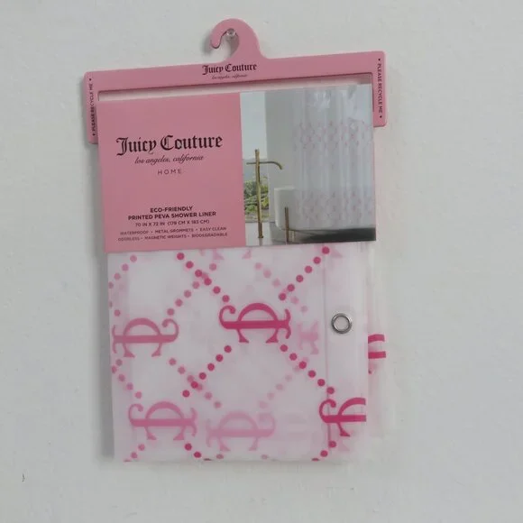 (#117) Juicy Couture PEVA Pink Logo Shower Curtain Liner Bathroom 70x72