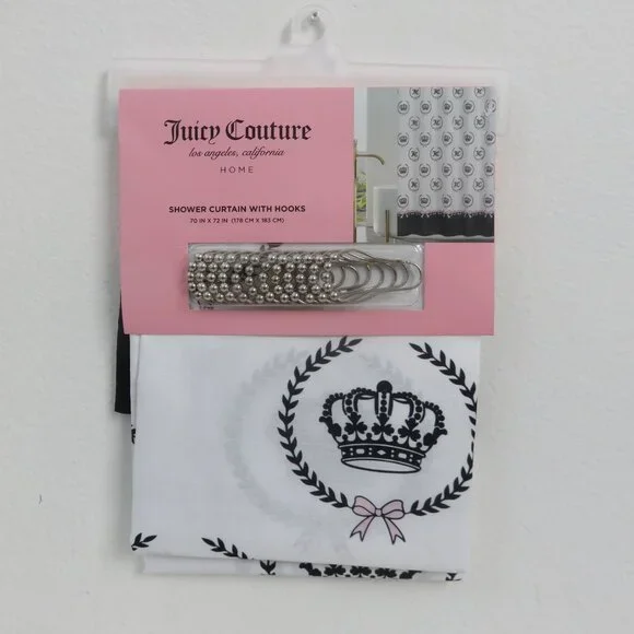 (#112) Juicy Couture Logo Print Shower Curtain with Hooks