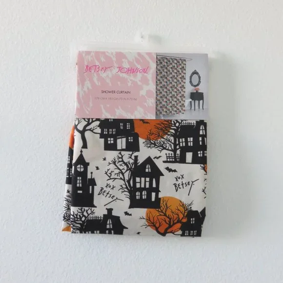 (#H) Betsey Johnson Candy Haunted House Shower Curtain