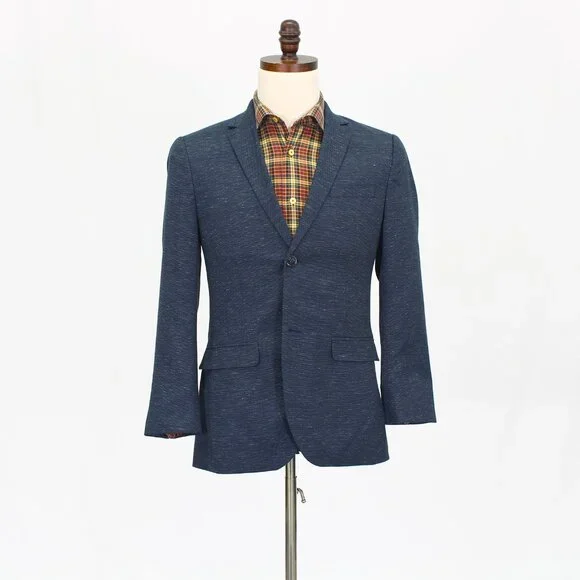 Topman 36S Navy Blazer Sport Coat Jacket 3-Button Solid T855