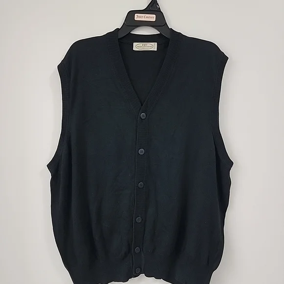 Men's Vintage Pronto Uomo Firenze black cardigan Vest Sz XL Cotton Blend Italy