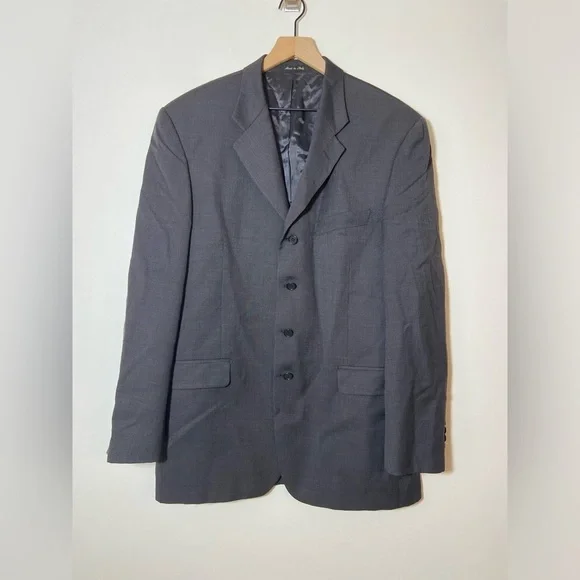 Sergio Valentino Gray 4 Button 100% Wool 52 6 L Blazer Jacket Super 100