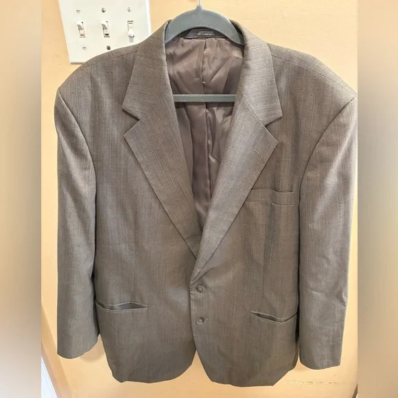 Haggar Men’s Blazer Sport Coat Taupe Plaid Size 44L