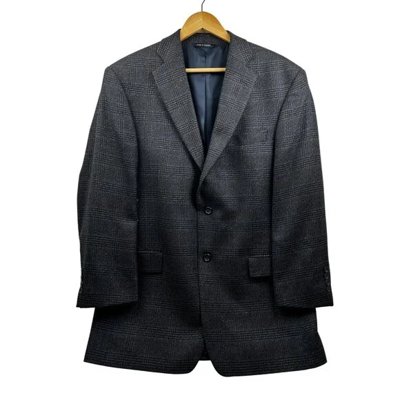 Joseph & Feiss Blazer Mens 44 100%‎ Lambswool Blazer Gray Glen Plaid Sport Coat