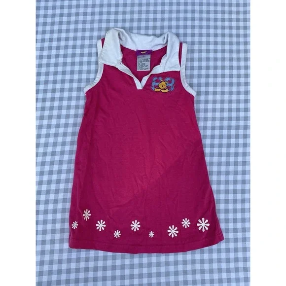 Vintage Disney Pooh Pink Dress Collared 3T Rare Winnie The‎ Pooh 90's