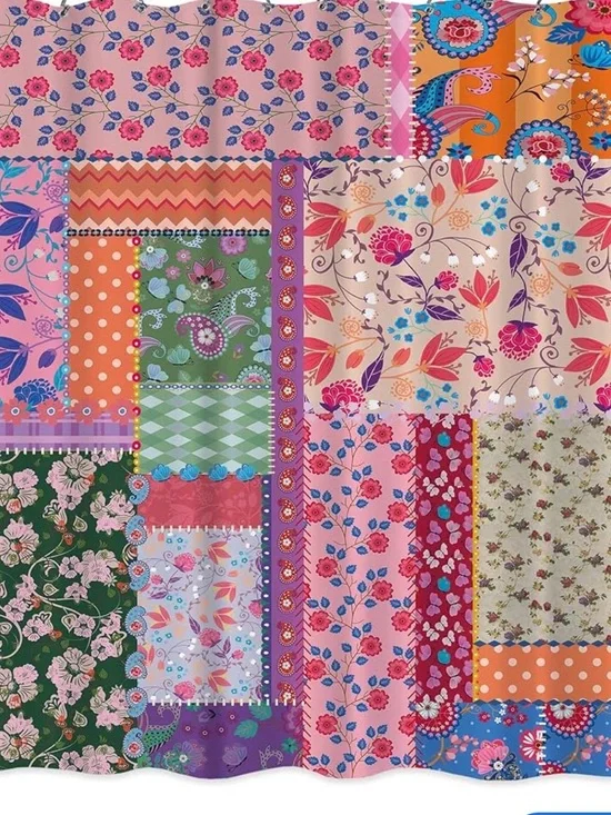 Patchwork Boho Floral Shower Curtain 60