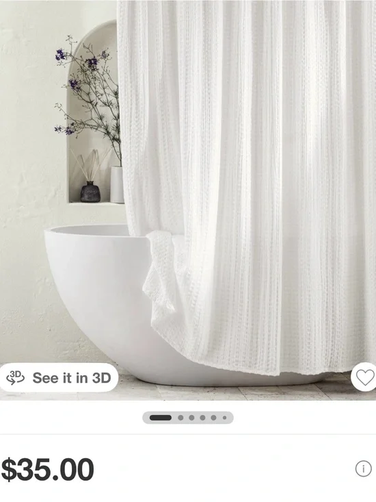 Casaluna light grey waffle fabric shower curtain