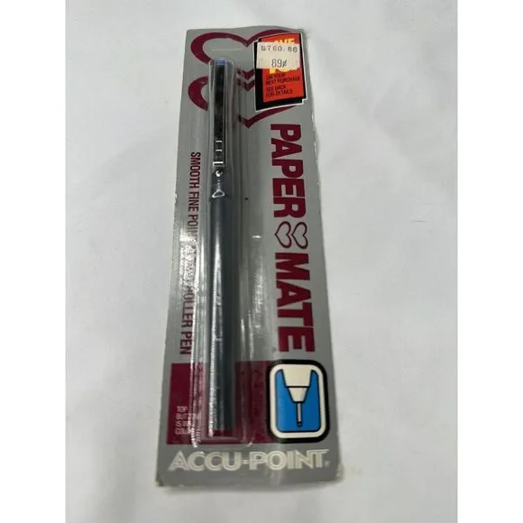 Papermate Accu-point Double Heart NOS new Blue Ink Pen‎ Roller Fine 1984 4044