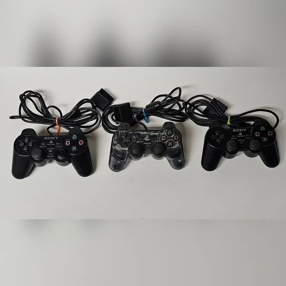 PlayStation 2 DualShock 2 Controllers Lot of 3 Black, 1 Transparent Black