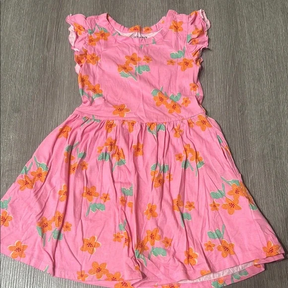 Old Navy Pink Dress with Orange Floral Design