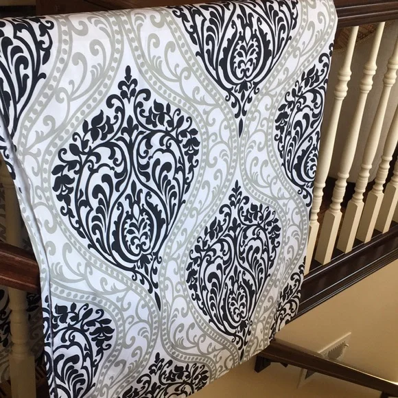 Shower Curtain. Unlined. Black, white & gray.