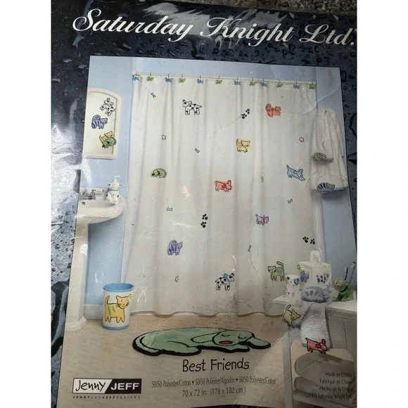 Saturday Knight Ltd. Best Friends Dog Fabric Shower Curtain 70 X 72