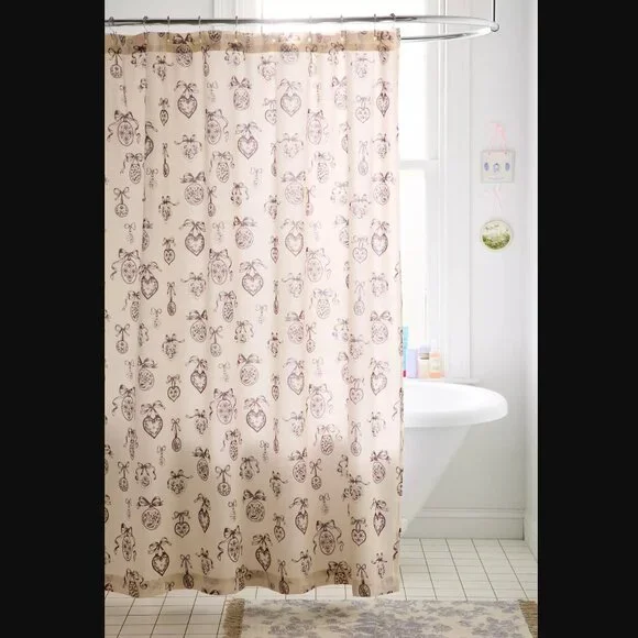 UO Locket 100% Cotton Tattoo Cream Brown Frame Pattern Shower Curtain 72x72