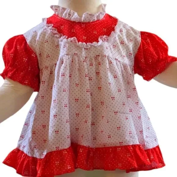 80s Vintage‎ Smocked JCPenney Toddler red & white dress