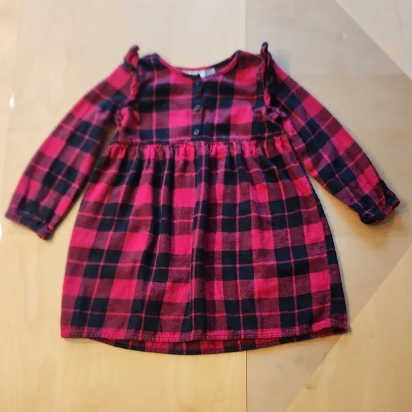 The Childrens Place- Plaid Red and Black Kids Dress. Size 5T